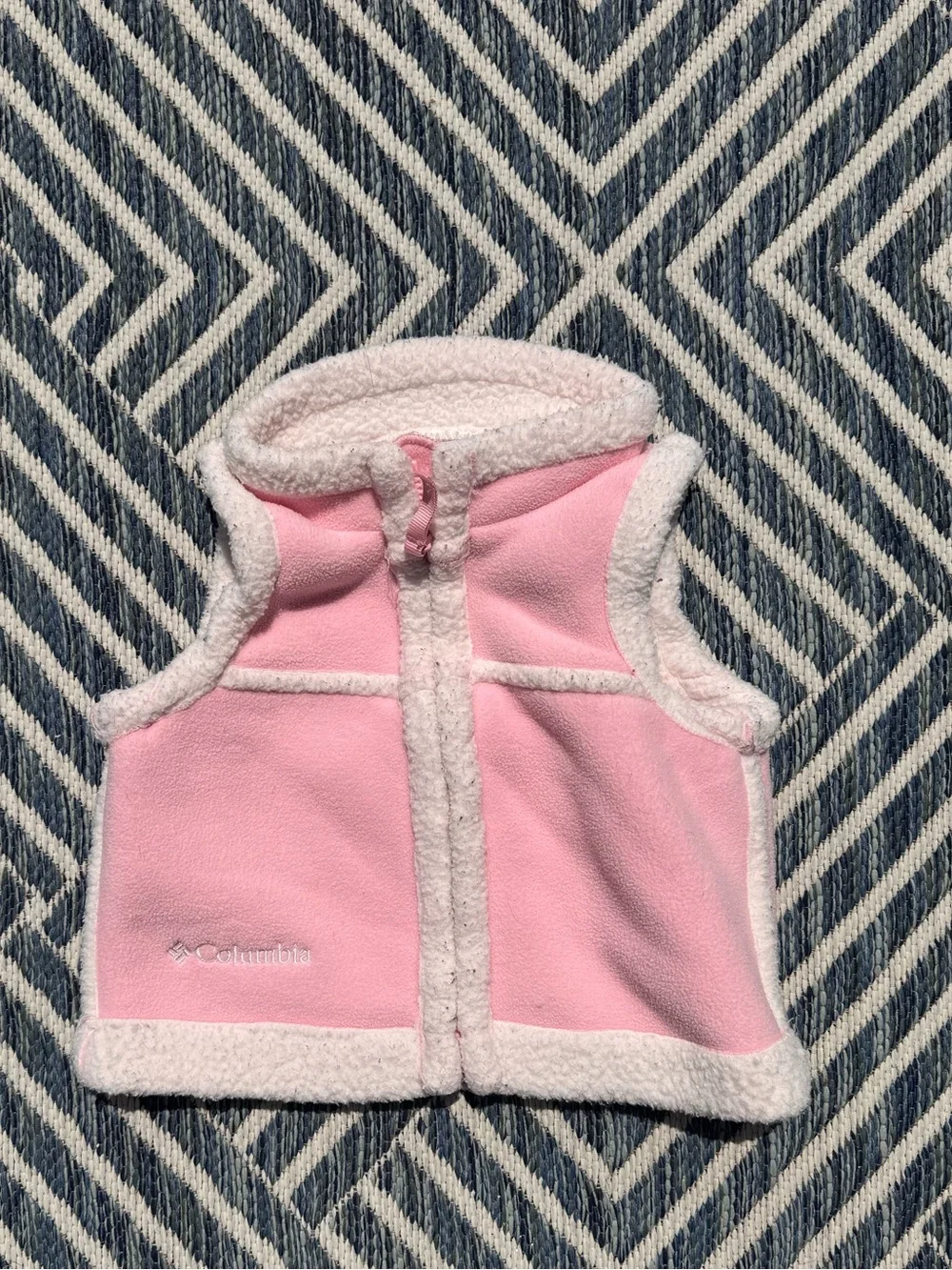 Columbia Kids Pink Fleece Vest with White Sherpa Trim